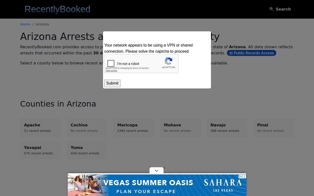 La Paz County crime news check of unofficial Recently Booked Arizona index