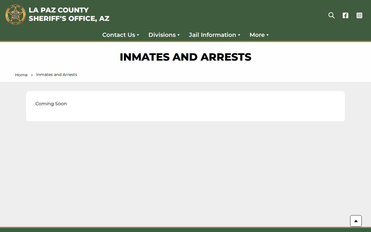 La Paz County Inmates and Arrests roster coming soon screen