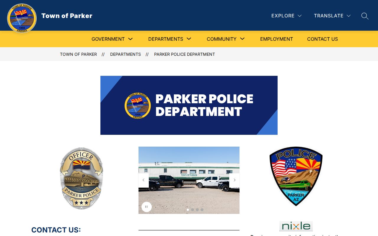 Parker Police Department arrest records page in La Paz County